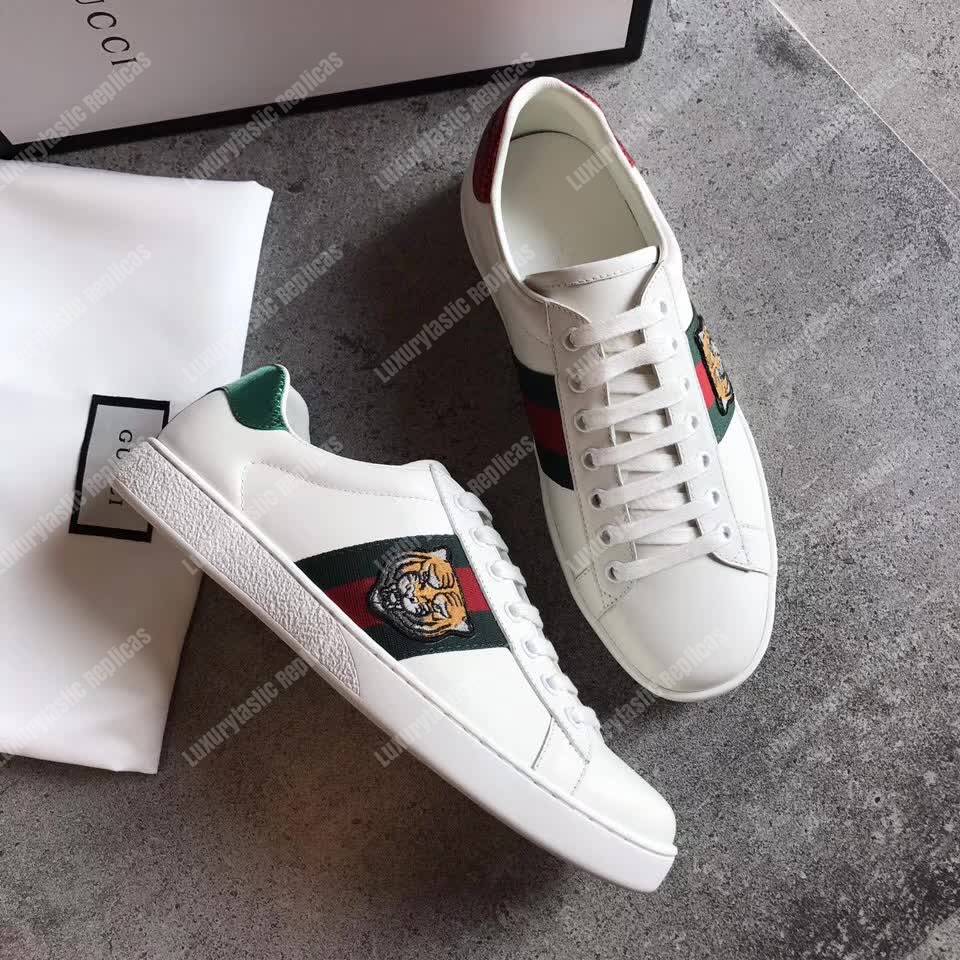 G*u*i ace embroidered tiger sneaker white