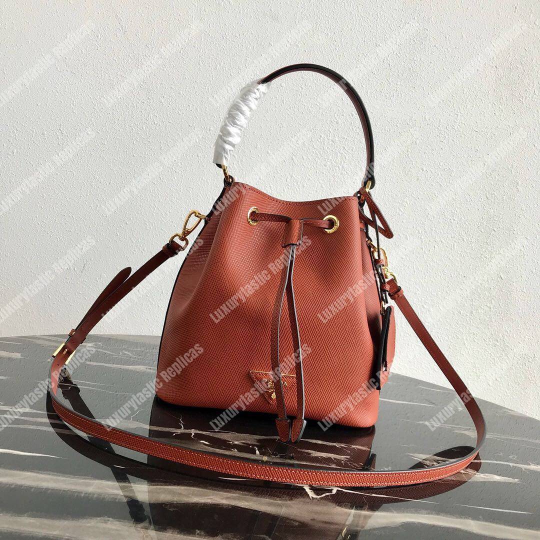 Pra*a saffiano leather bucket bag clay