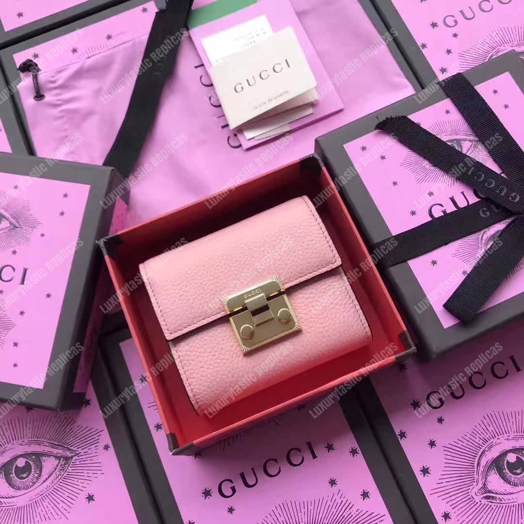 G*u*i padlock wallet pink