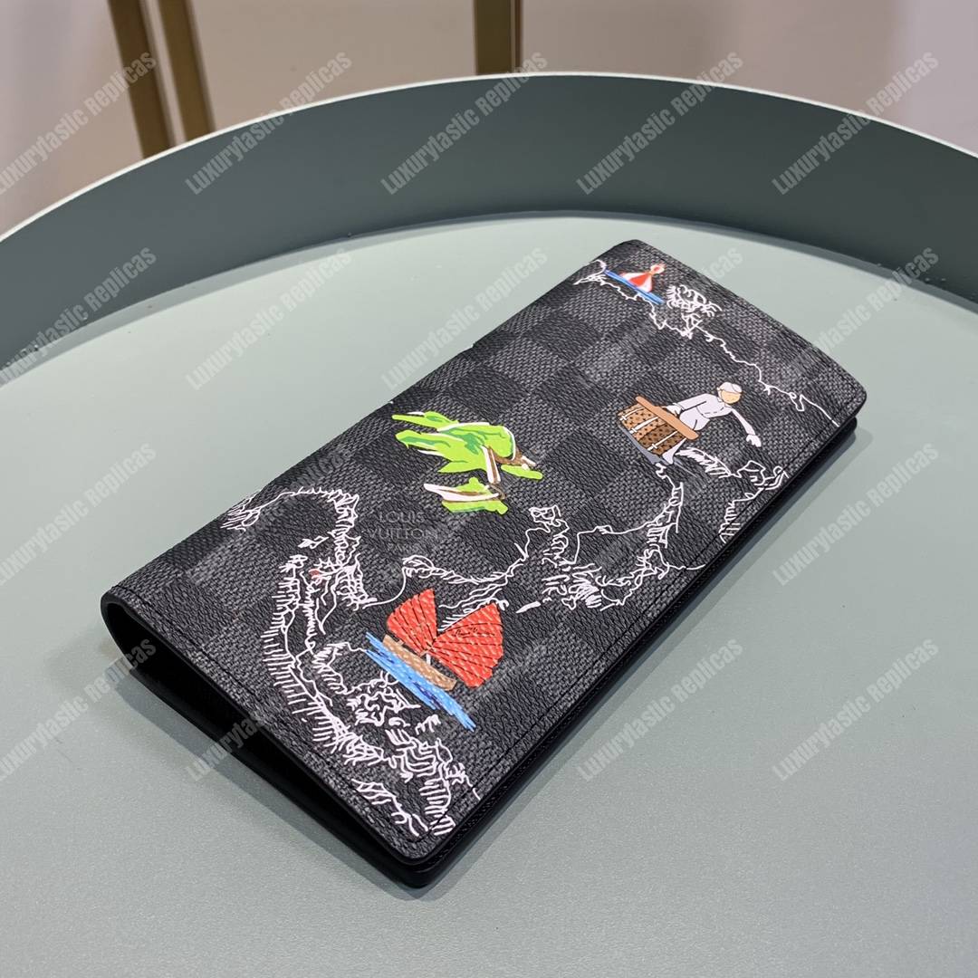 LV Brazza Wallet Damier Graphie Canvas Map Of Asia