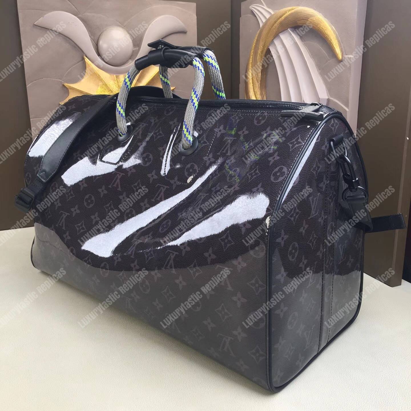 LV Keepall Bandouliere 50 Monogram Eclipse Glaze
