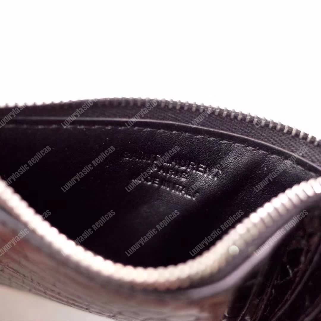 Saint Laurent Paris 5 Fragments Zip Pouch Crocodile