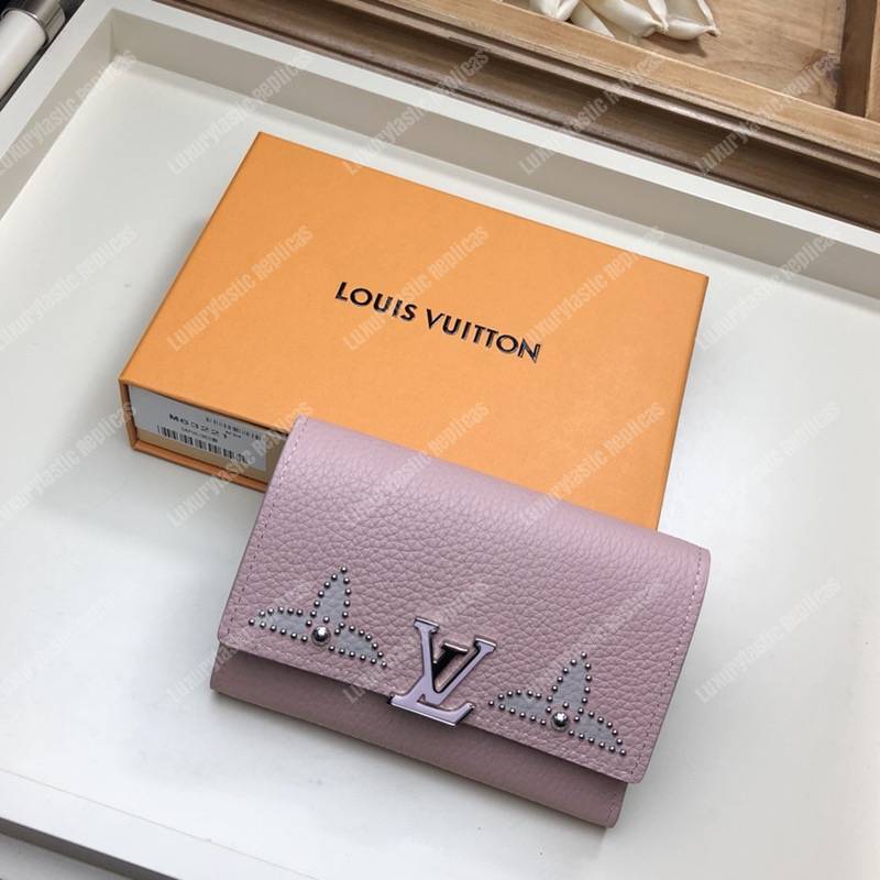 LV Capucines Compact Wallet Taurillon Magnolia Leather Monogram Flowers