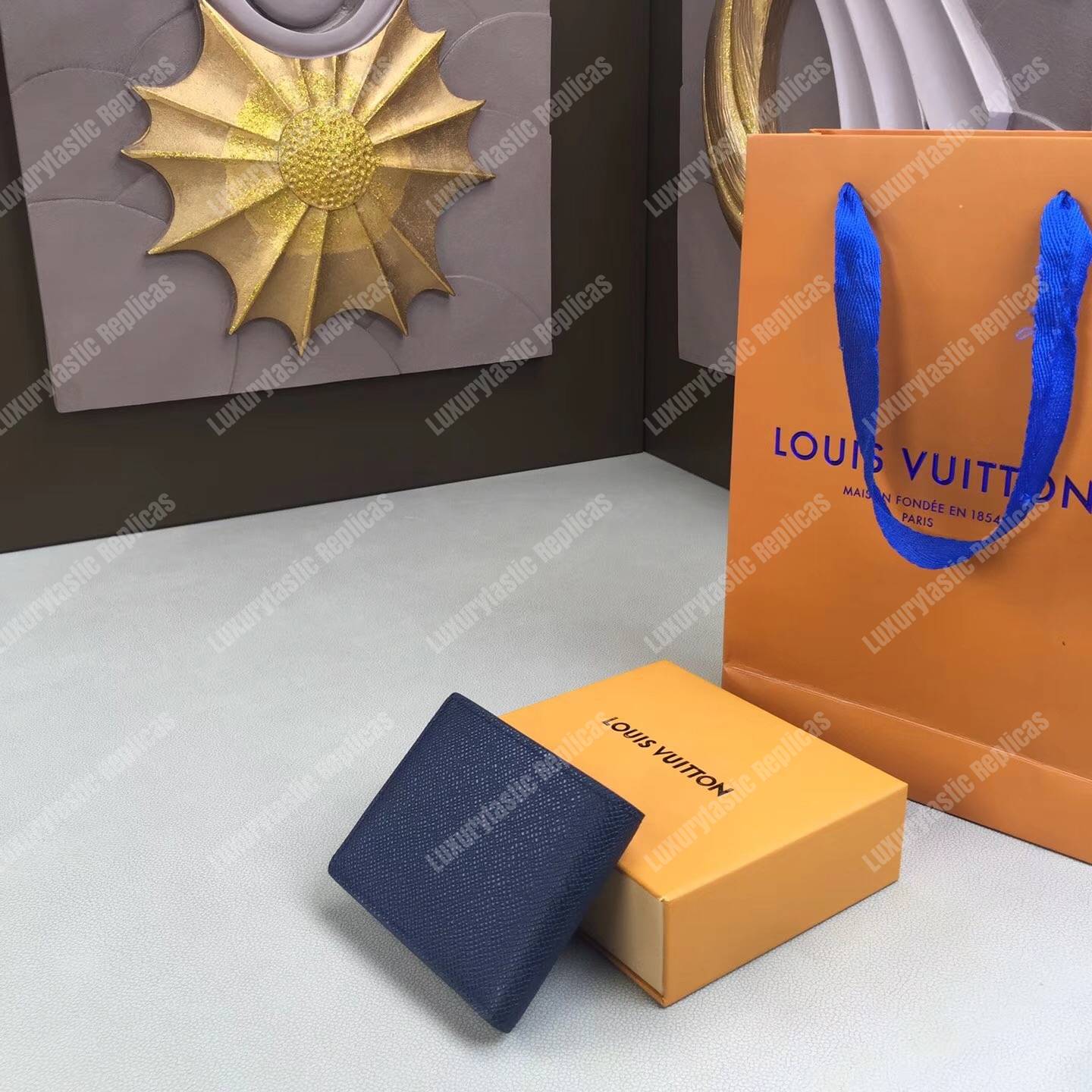LV Slender ID Wallet Taiga Leather Bleu Marine