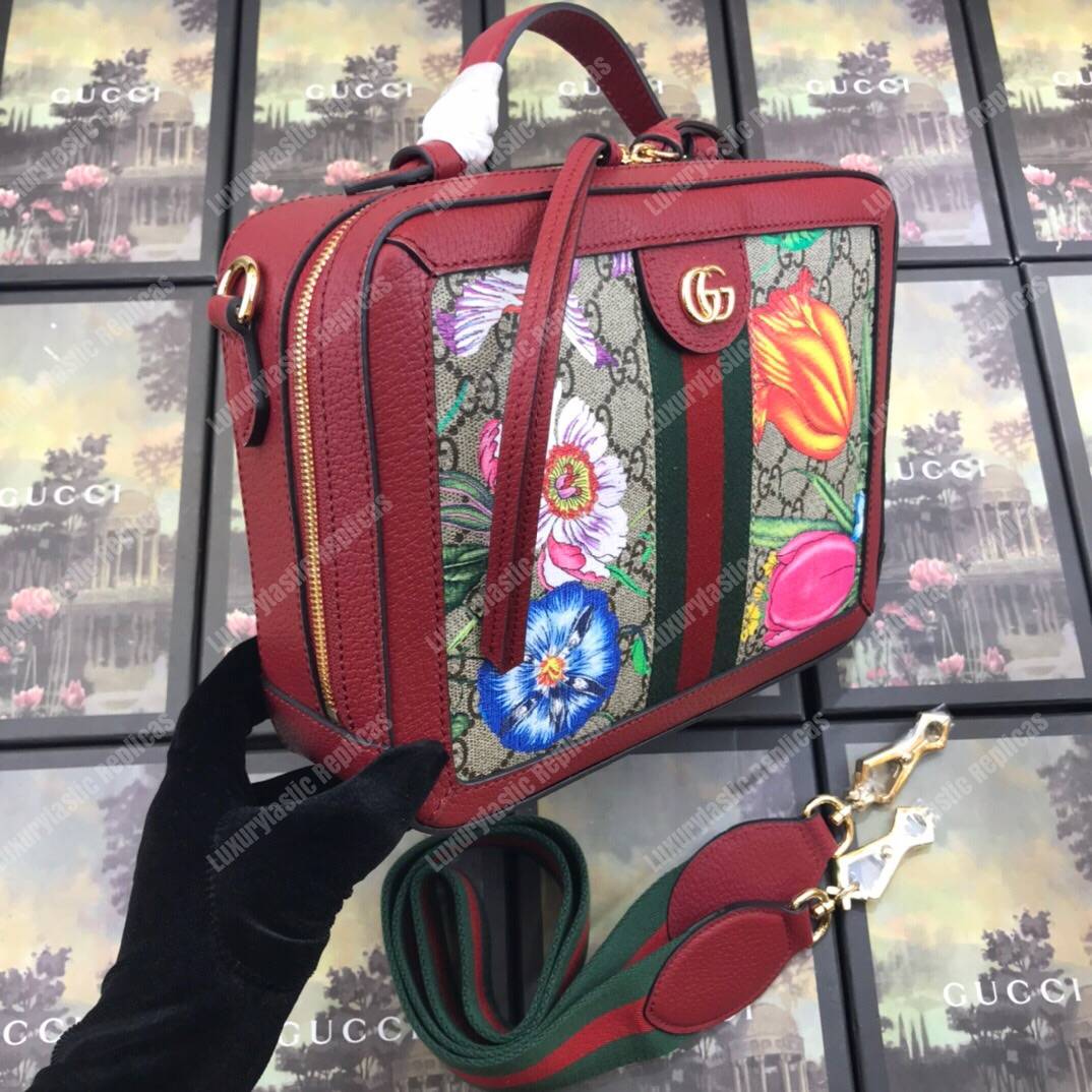 G*u*i ophidia gg flora small shoulder bag red
