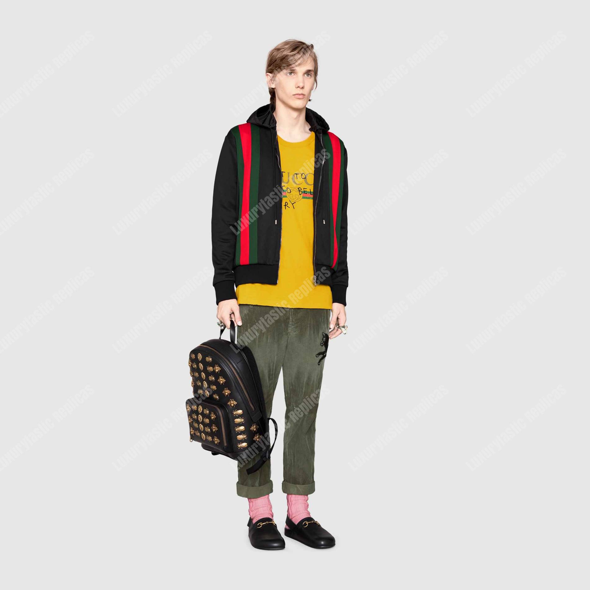 G*u*i animal studs leather backpack black