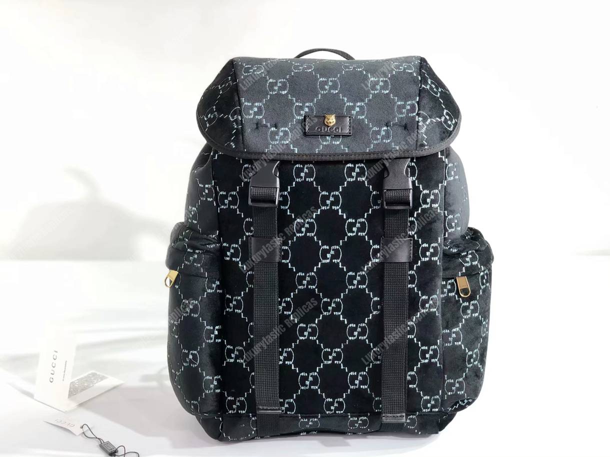 G*u*i medium gg velvet backpack dark blue