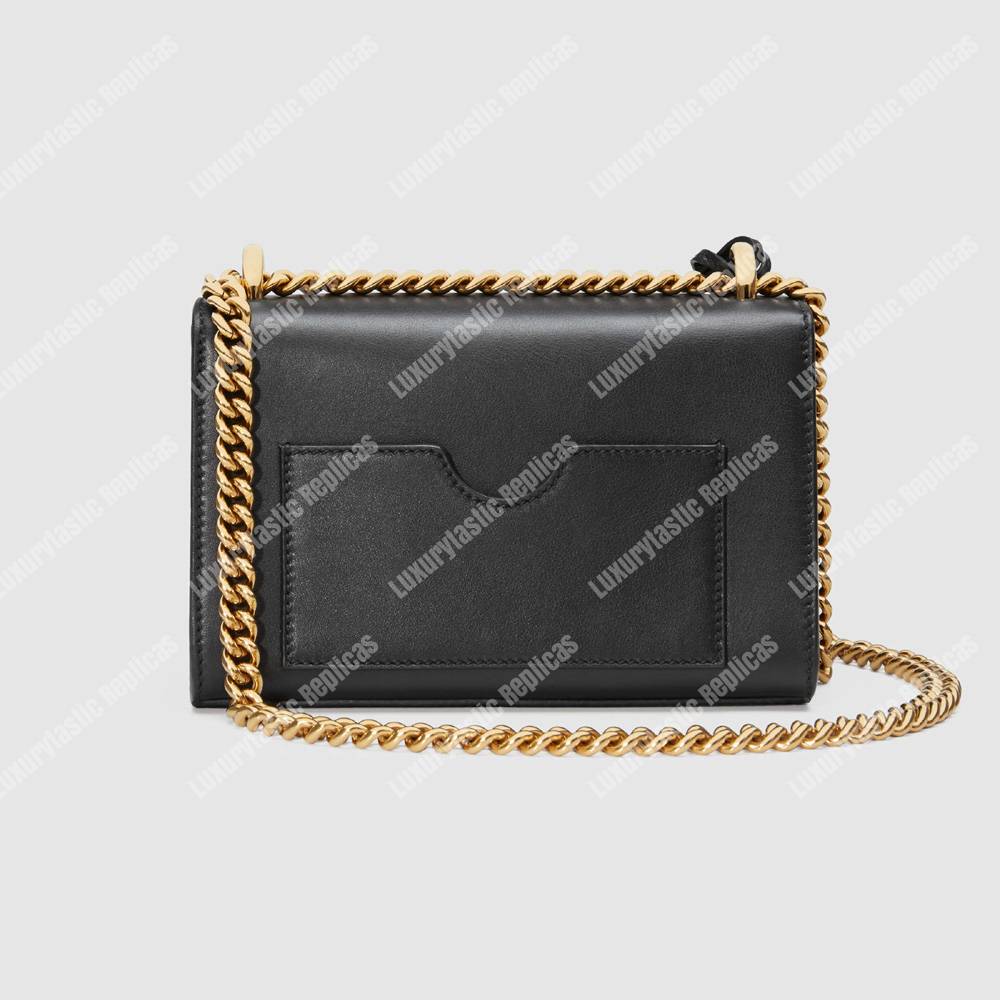 G*u*i padlock small leather shoulder bag black