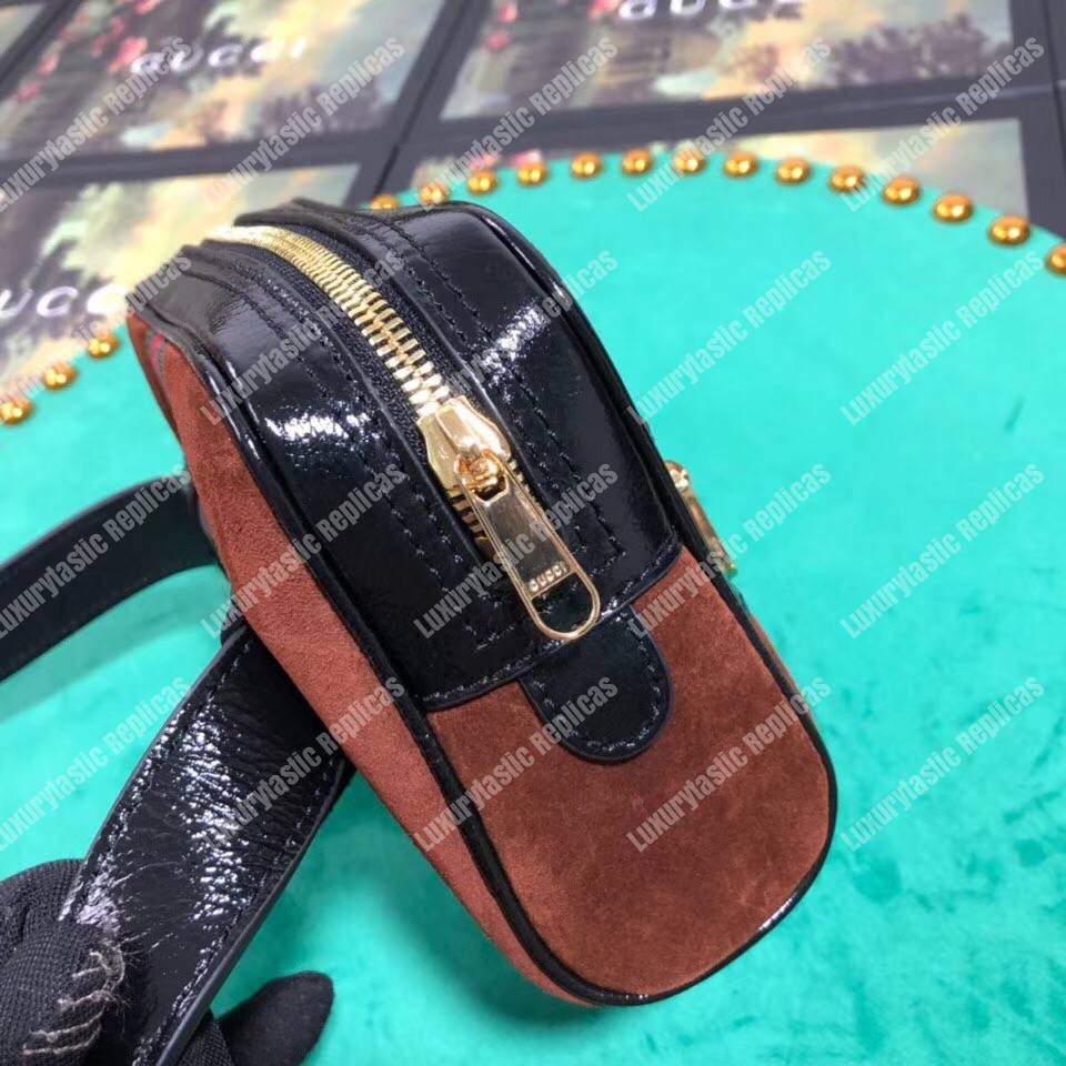 G*u*i ophidia suede small belt bag chestnut