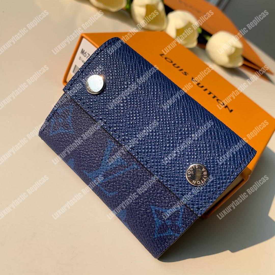 LV Discovery Compact Wallet K45 Taiga Monogram Cobalt