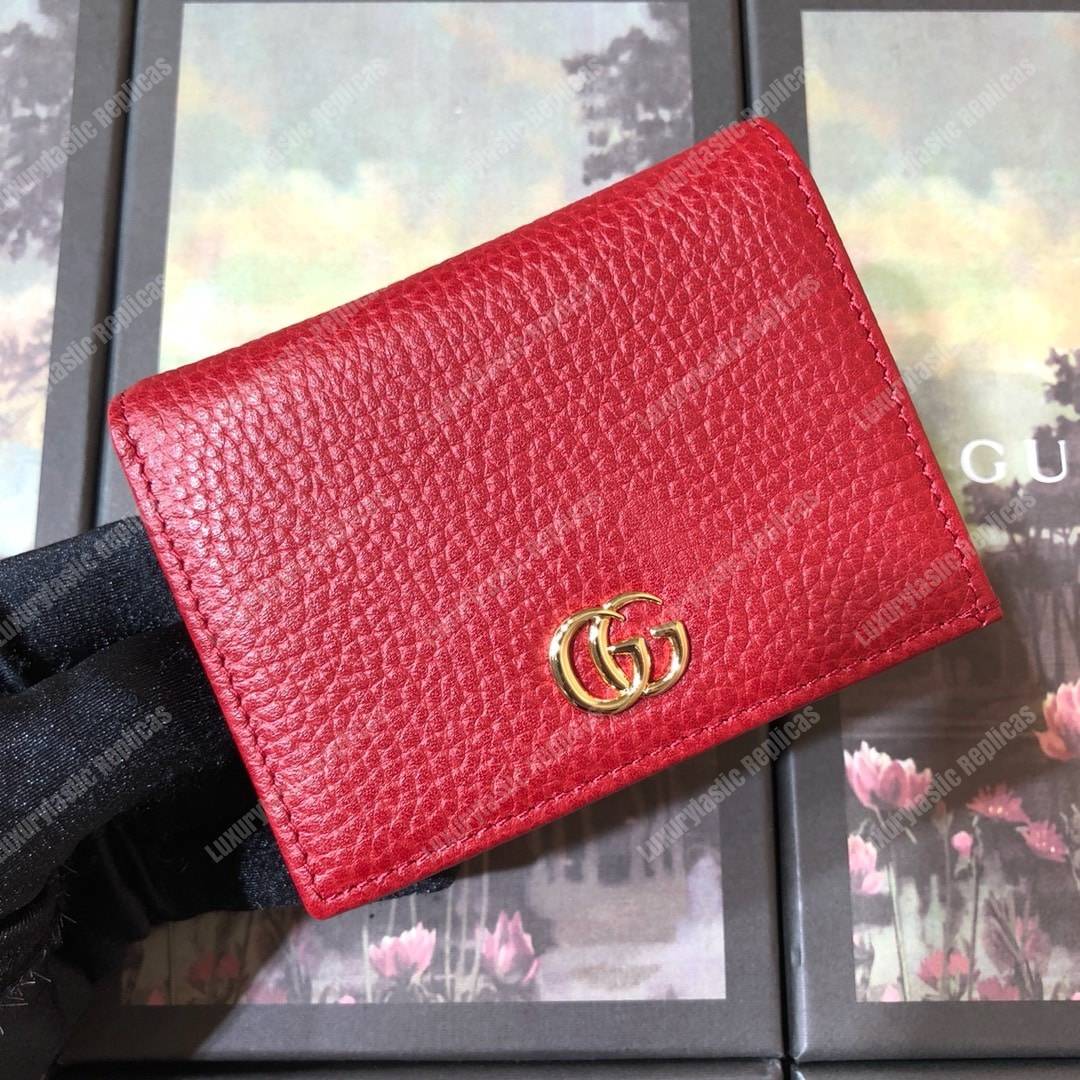 G*u*i leather card case hibiscus red