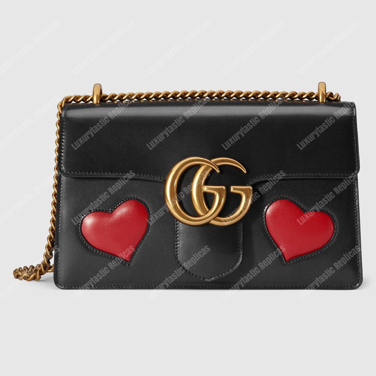 g*u*i gg marmont leather shoulder bag He**ts black