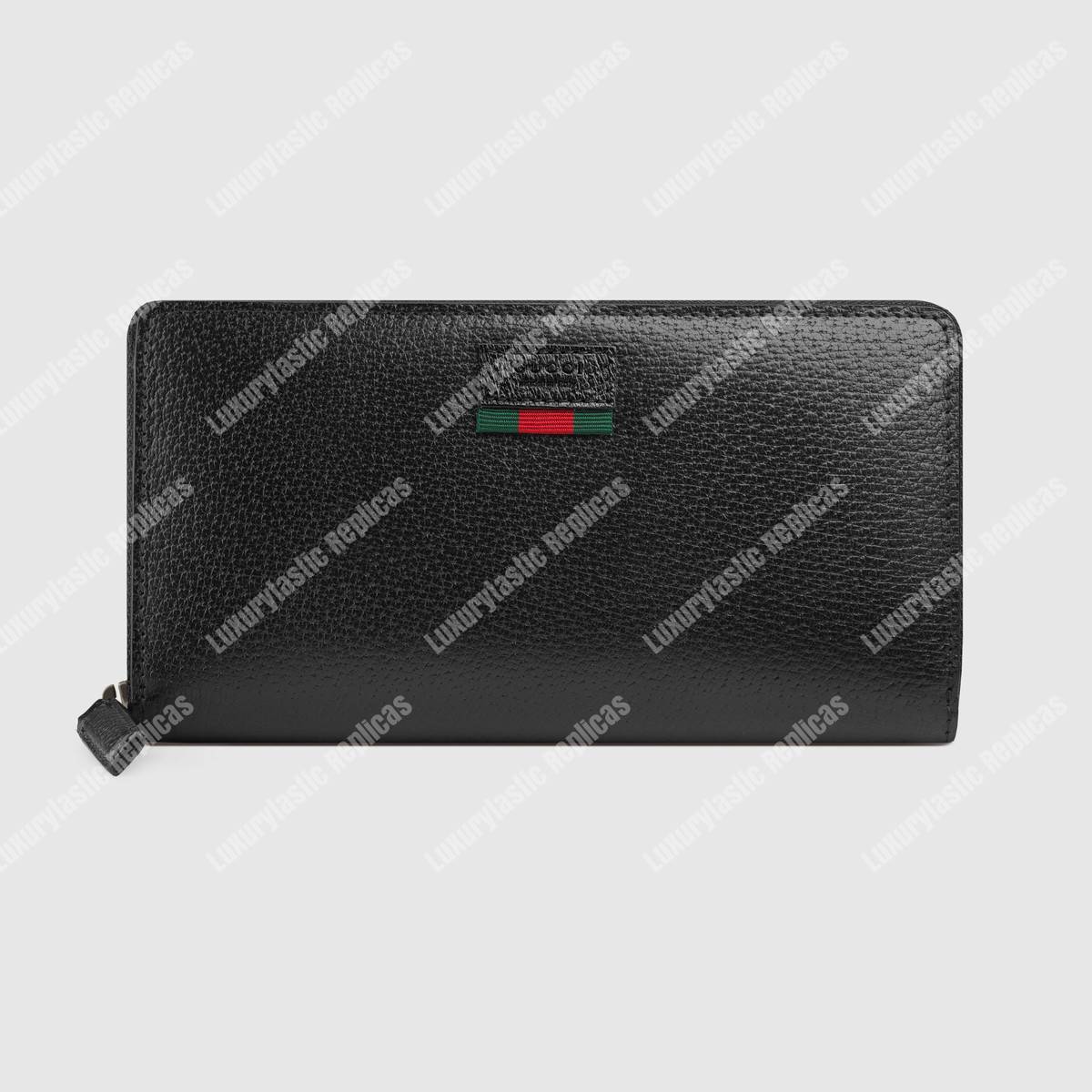 G*u*i leather zip around wallet with web black