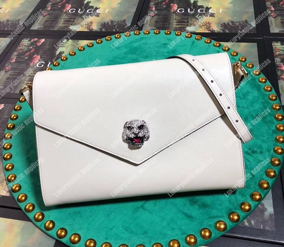 G*u*i medium leather shoulder bag white