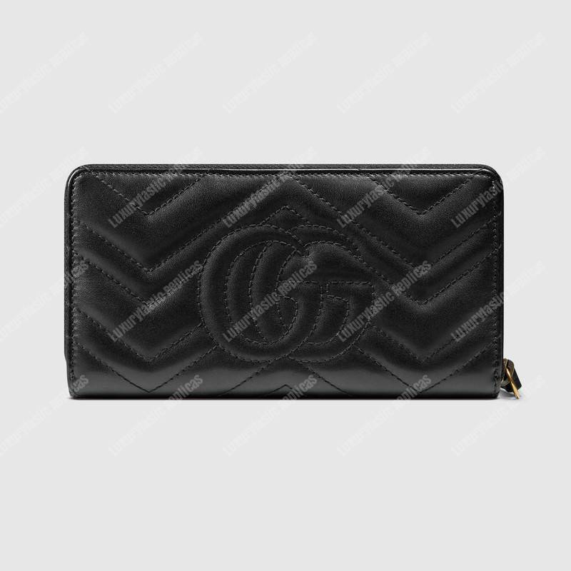 G*u*i gg marmont zip around wallet chevron black