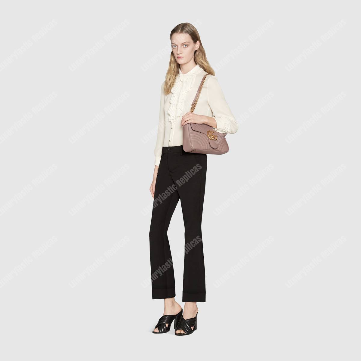 G*u*i gg marmont medium matelasse shoulder bag dusty pink