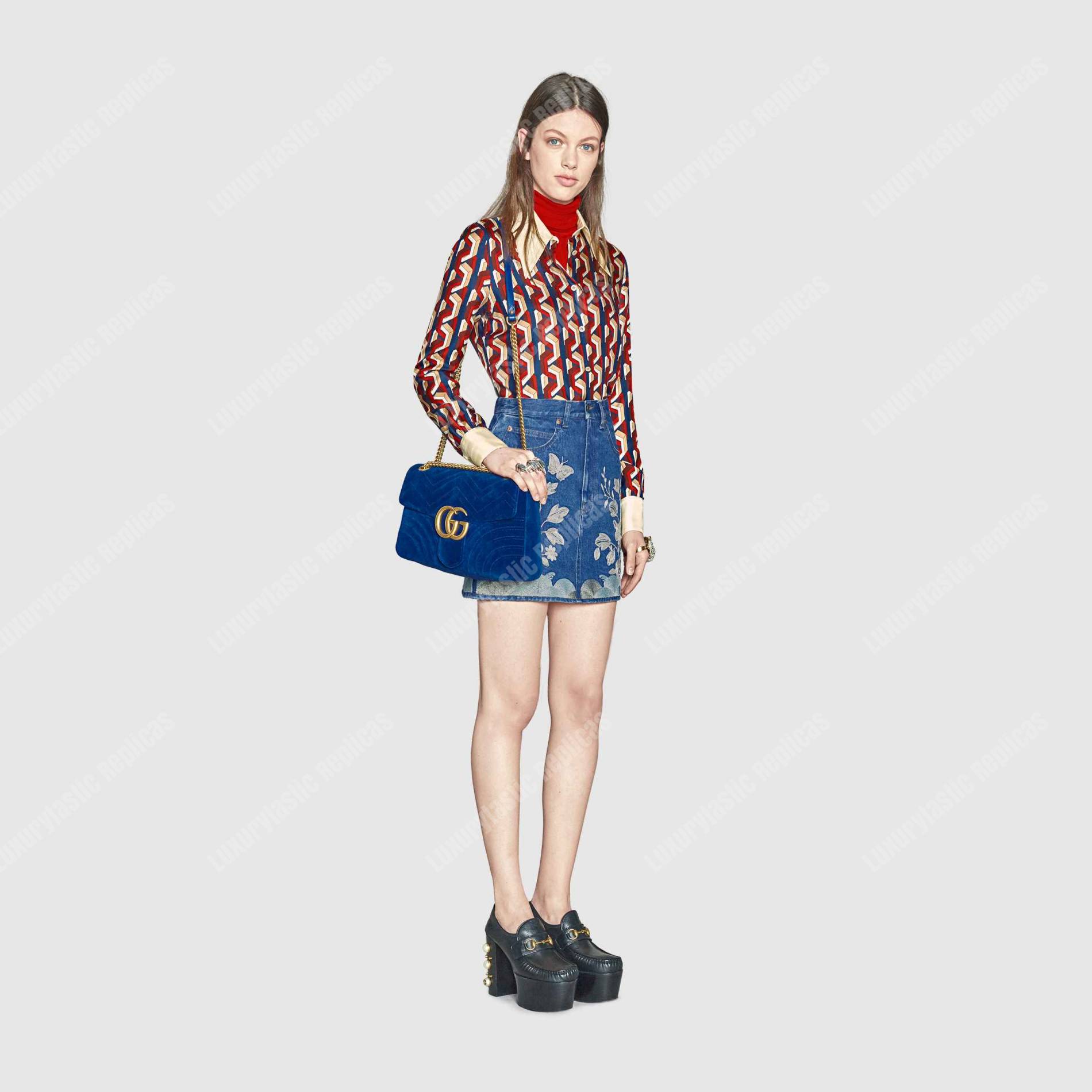 G*u*i gg marmont medium bag cobalt blue velvet