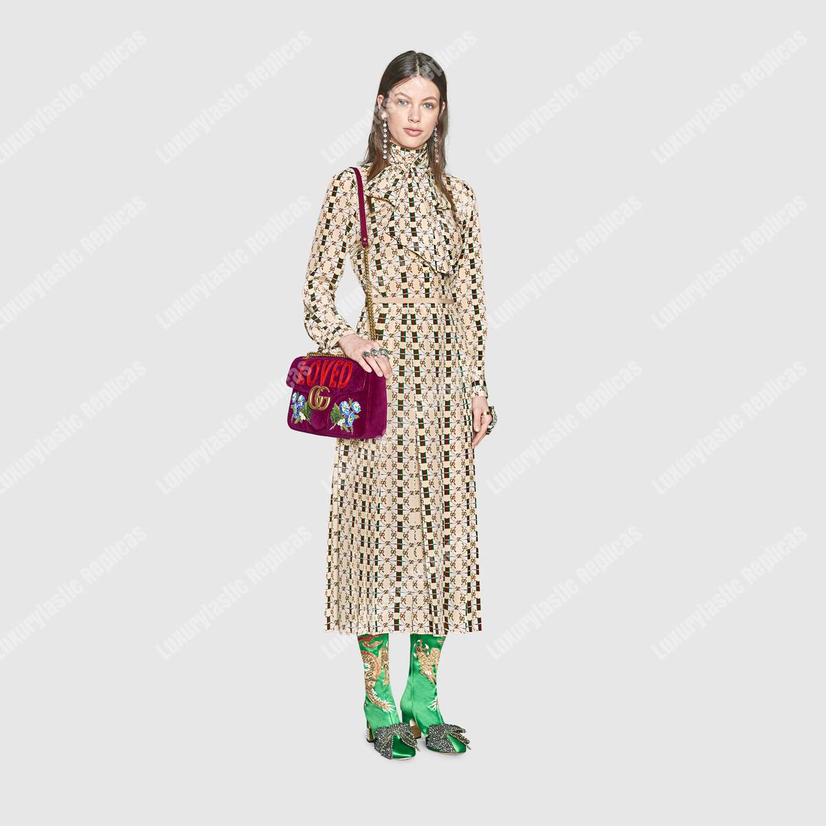 G*u*i gg marmont medium velvet bag loved bordeaux