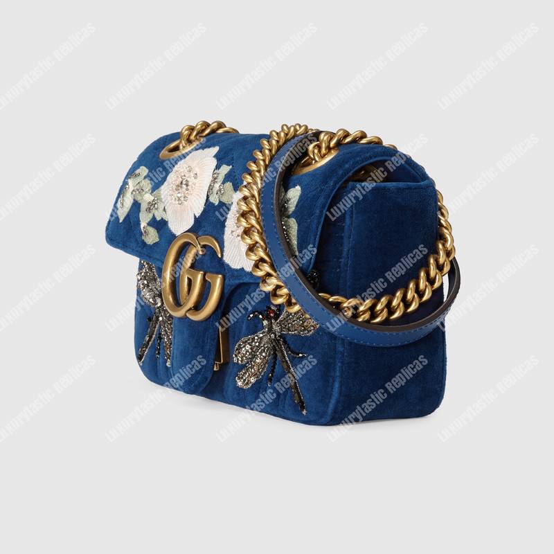 G*u*i gg marmont embroidered velvet mini bag dragonfly