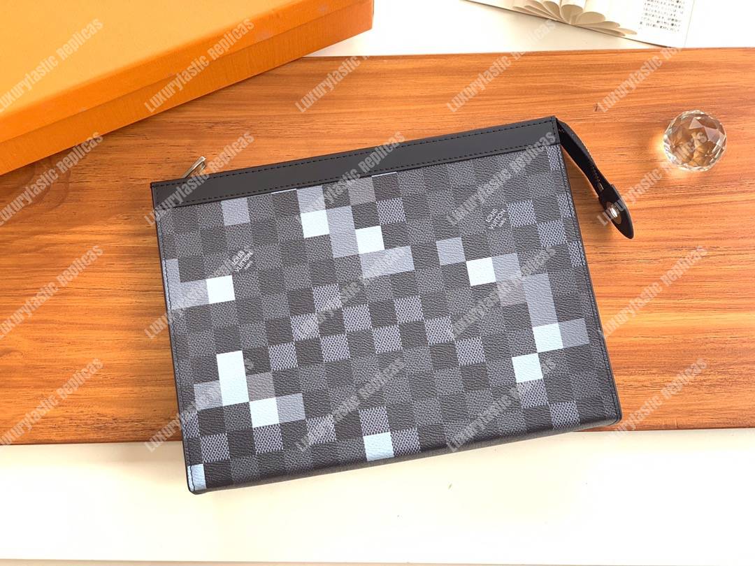 LV Pochette Voyage MM Pixel Monogram Gray