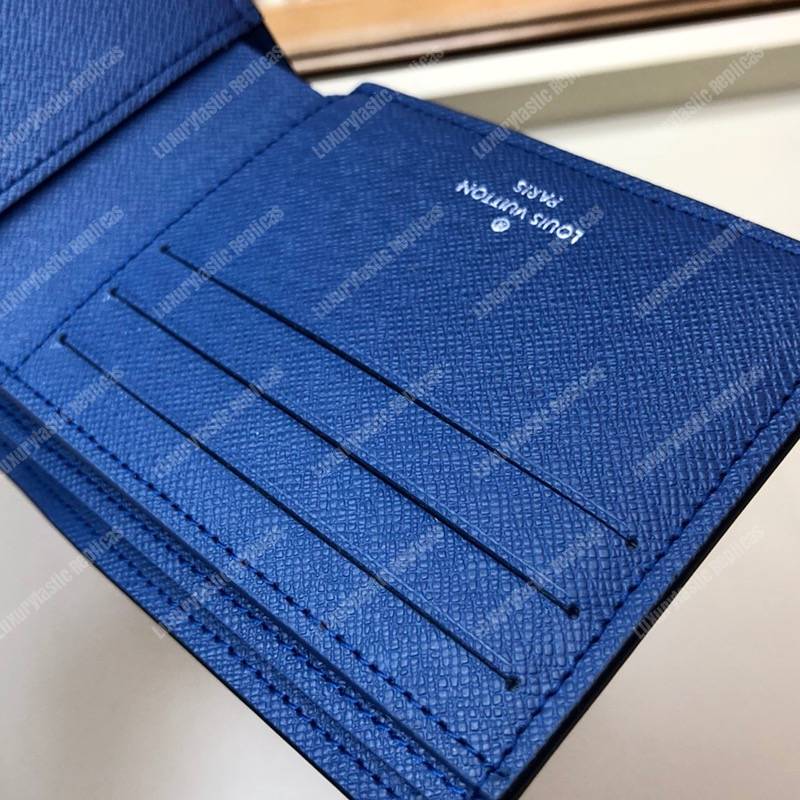 LV Multiple Wallet Taiga Monogram Navy Blue