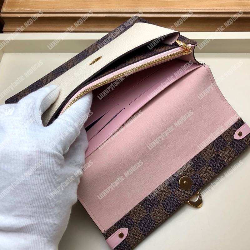 LV Vavin Chain Wallet Damier Ebene Creme