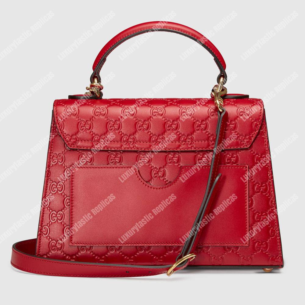 G*u*i padlock small signature top handle bag red