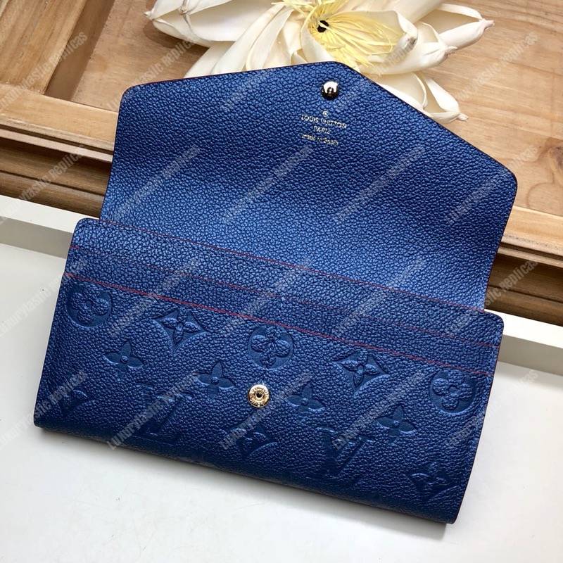 LV Sarah Wallet Monogram Empreinte Leather Marine Rouge