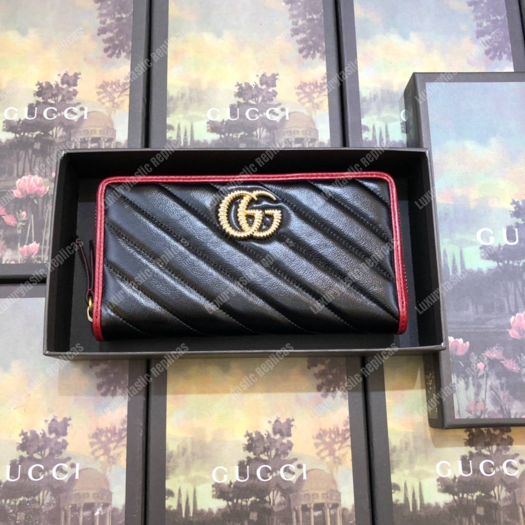 G*u*i gg marmont zip around wallet black matelassé