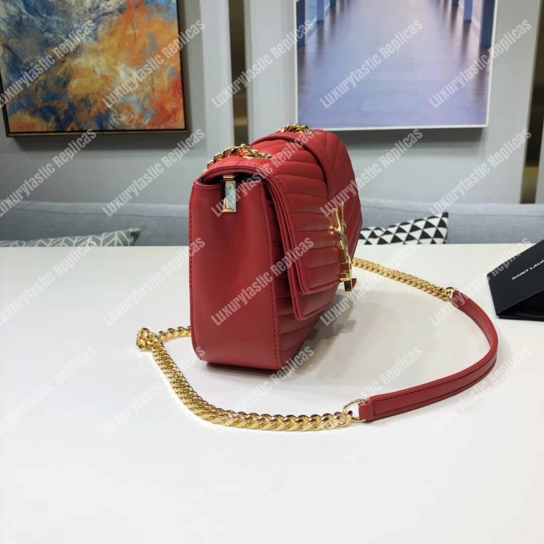 Saint Laurent Sulpice Small In Matelassé Leather Red