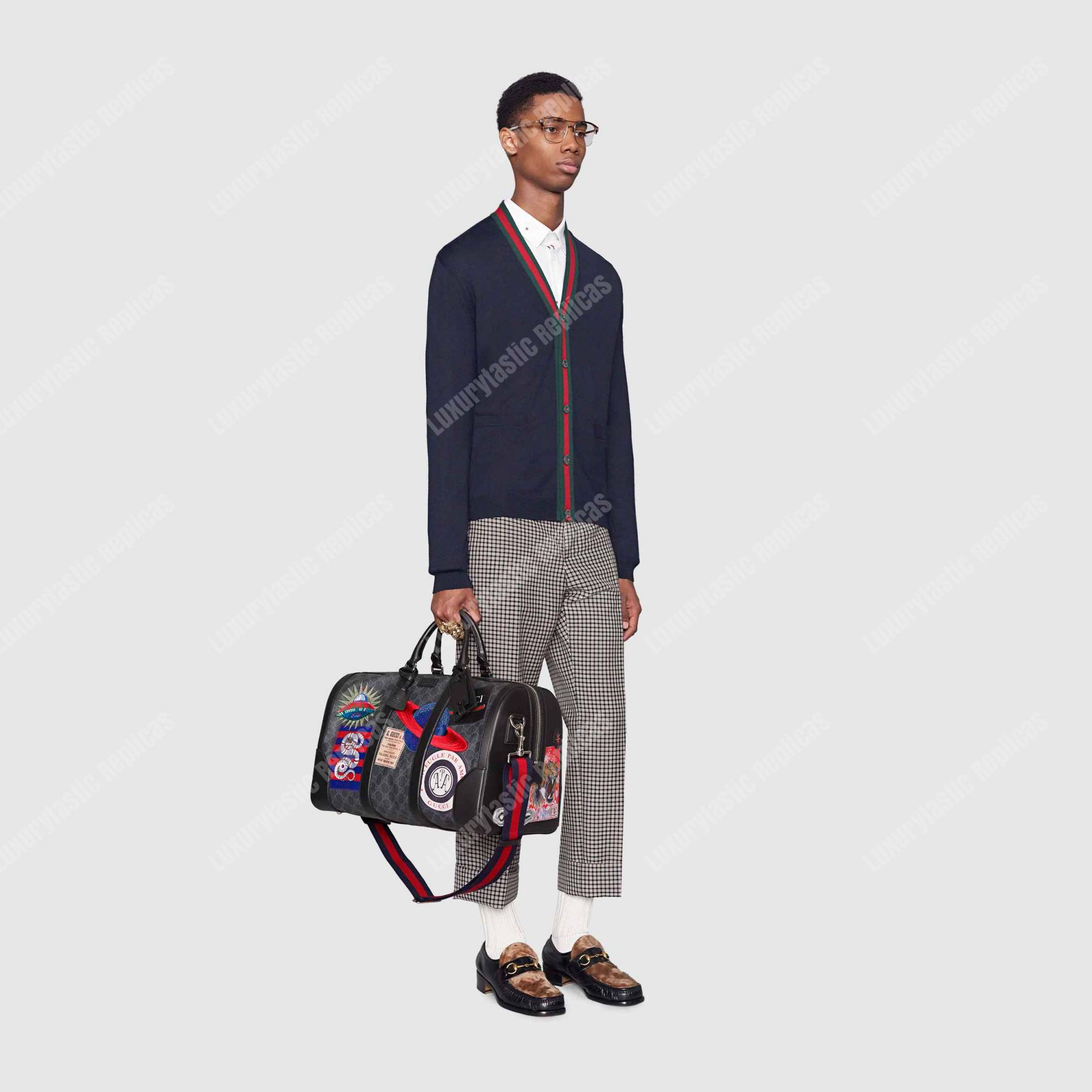 G*u*i night courrier soft gg sup*e carry-on duffle