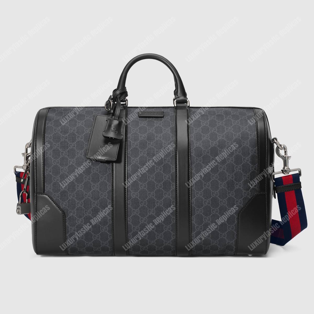 G*u*i soft gg sup*e carry-on duffle black/grey