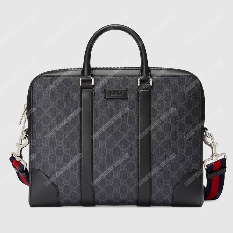 G*u*i gg sup*e briefcase black/grey canvas