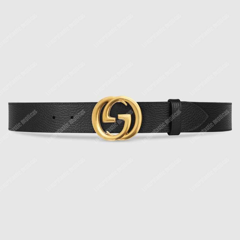 G*u*i leather belt with interlocking g buckle