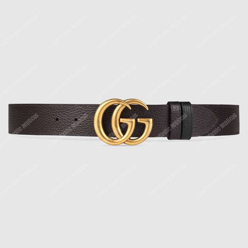 G*u*i reversible leather belt with double g buckle