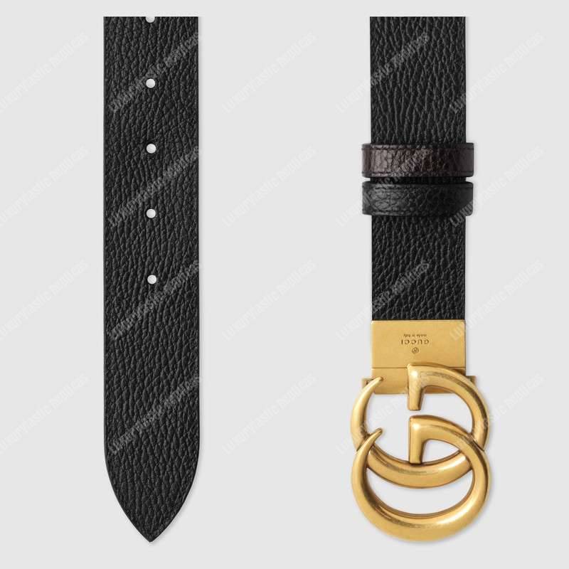 G*u*i reversible leather belt with double g buckle