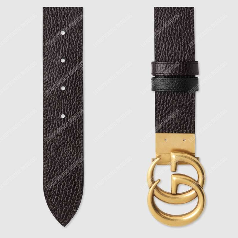 G*u*i reversible leather belt with double g buckle