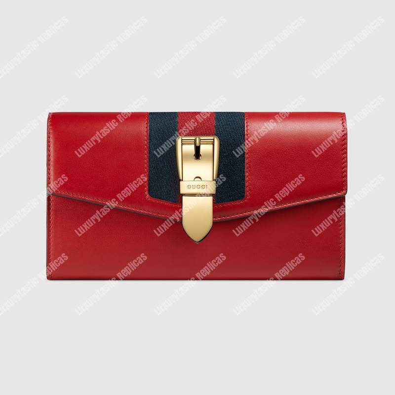 G*u*i sylvie leather continental wallet hibiscus red