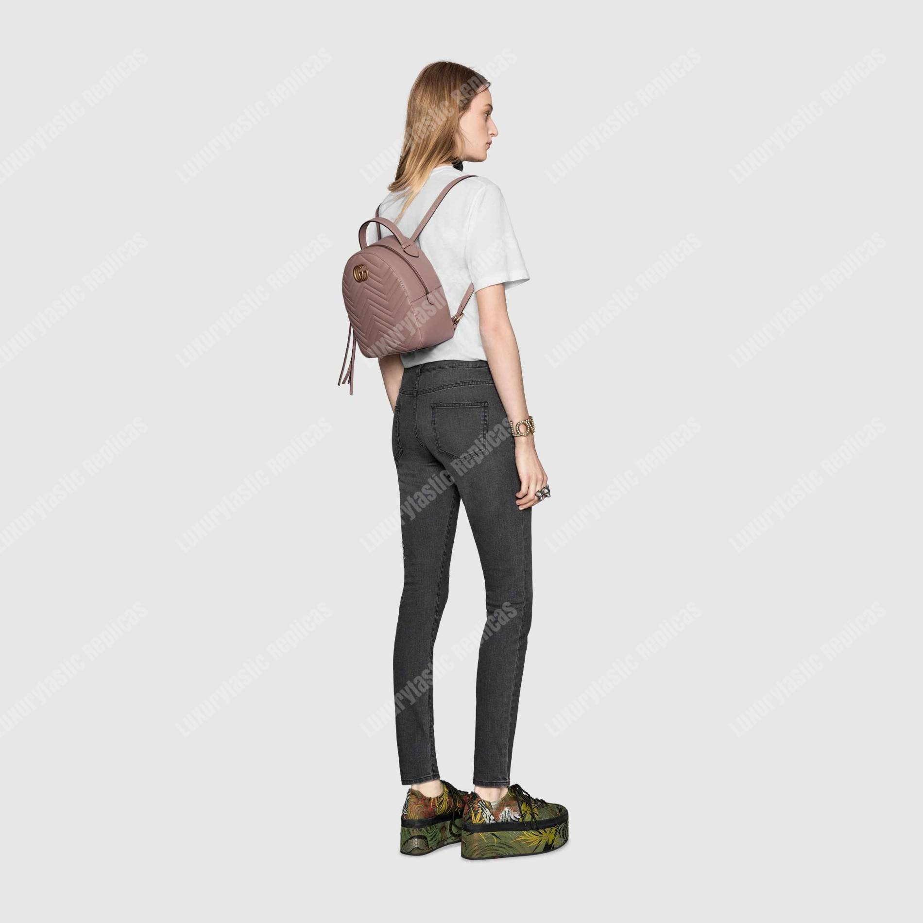 G*u*i gg marmont quilted leather backpack dusty pink