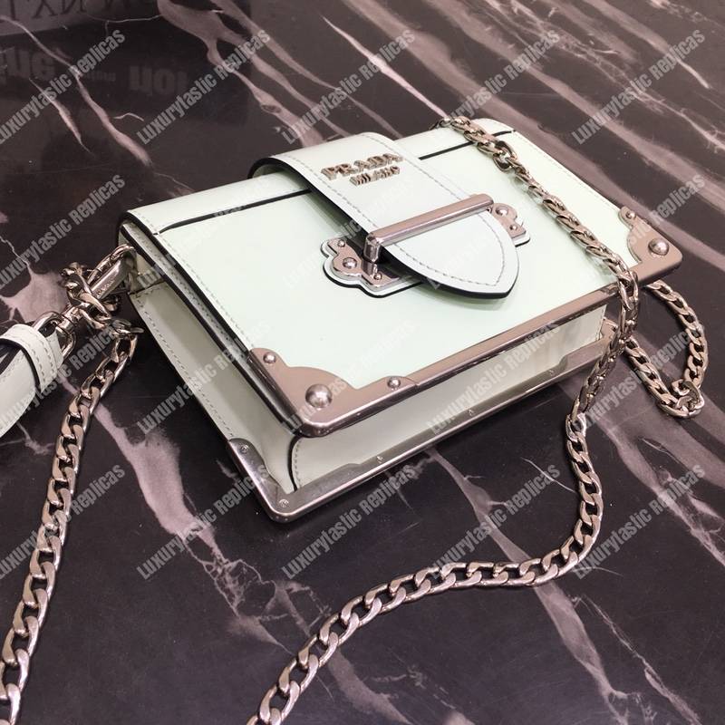 Pra*a cahier calf leather bag light green