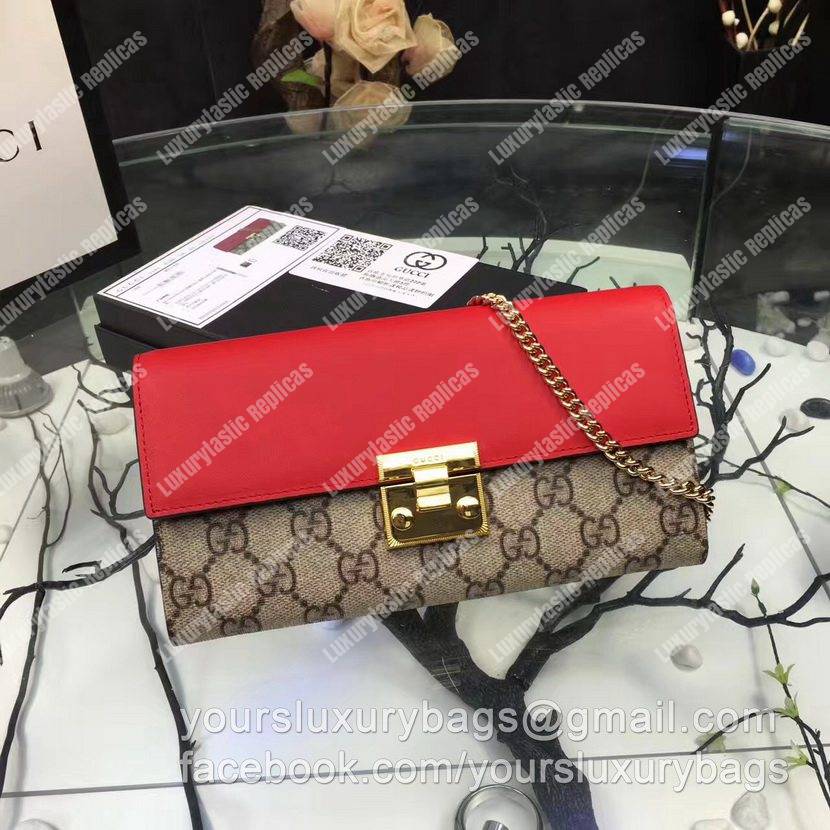 G*u*i gg padlock continental wallet beige/red
