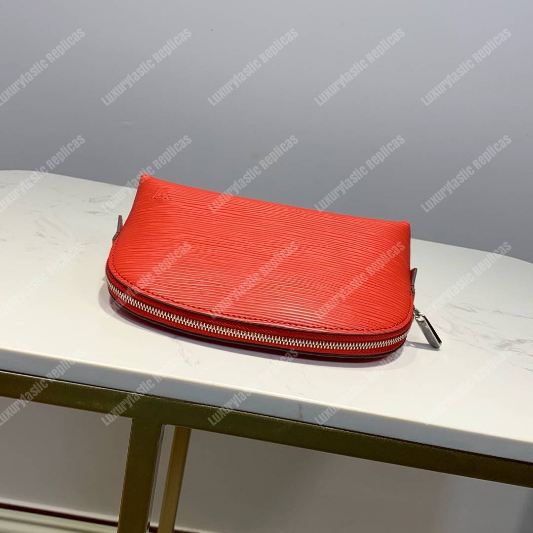 LV Cosmetic Pouch PM Epi Leather Coquelicot