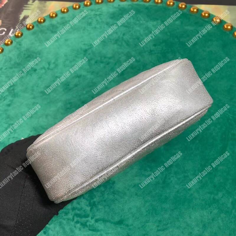 G*u*i laminated leather mini bag silver