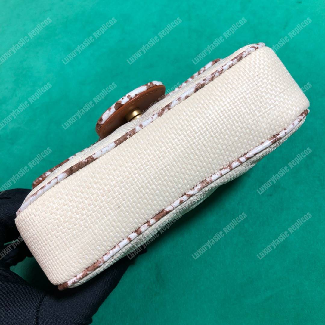 G*u*i gg marmont matelassé super mini bag cream snakeskin trim