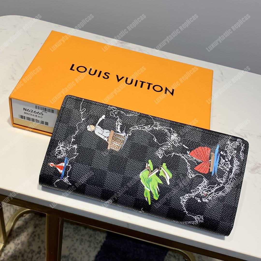 LV Brazza Wallet Damier Graphie Canvas Map Of Asia
