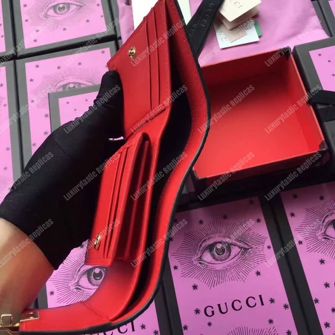 G*u*i gg padlock wallet hibiscus red