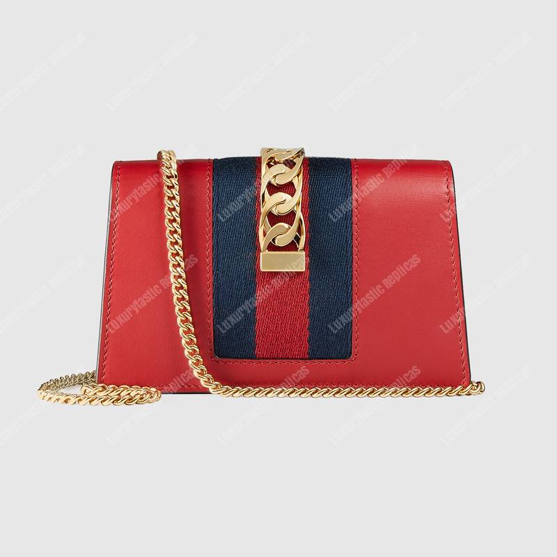 G*u*i sylvie leather mini chain bag hibiscus red