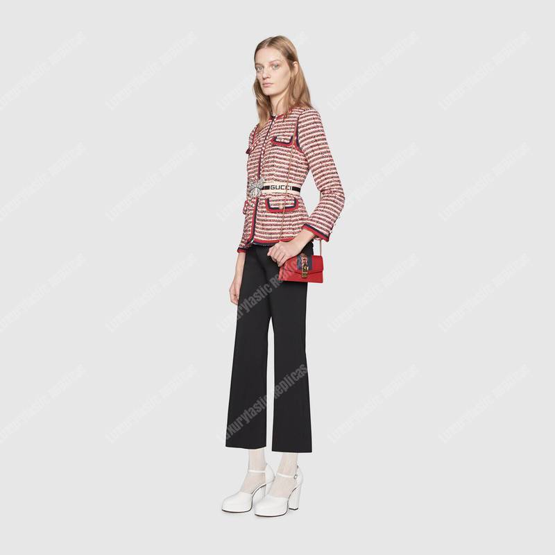G*u*i sylvie leather mini chain bag hibiscus red