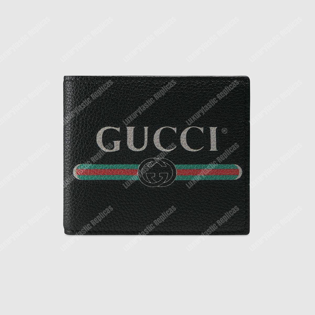 G*u*i print leather bi-fold wallet black