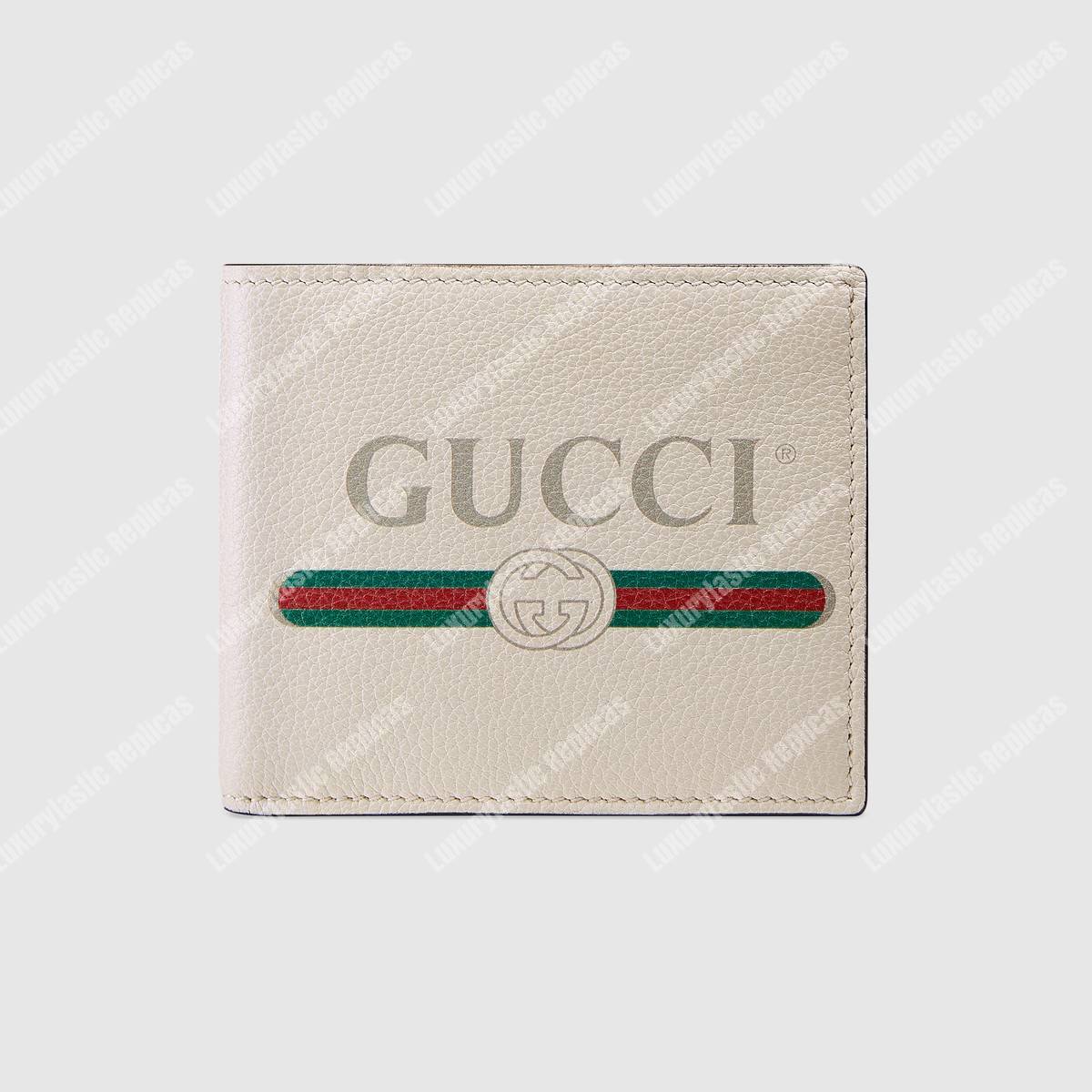 G*u*i print leather bi-fold wallet white